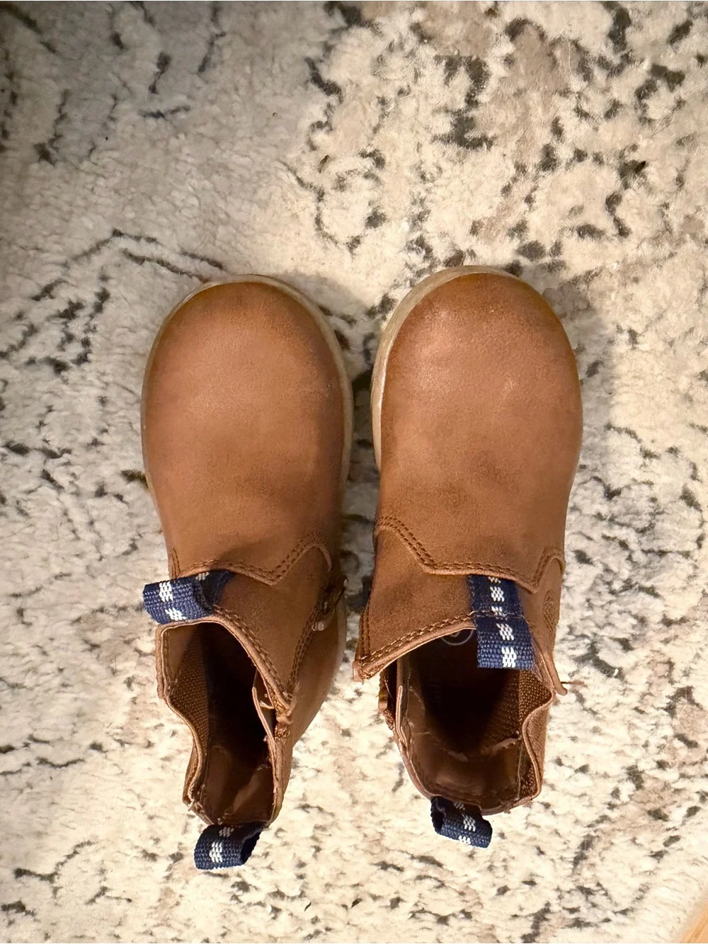 Cat & Jack Tan Chelsea Boots with Navy Pull Tabs
